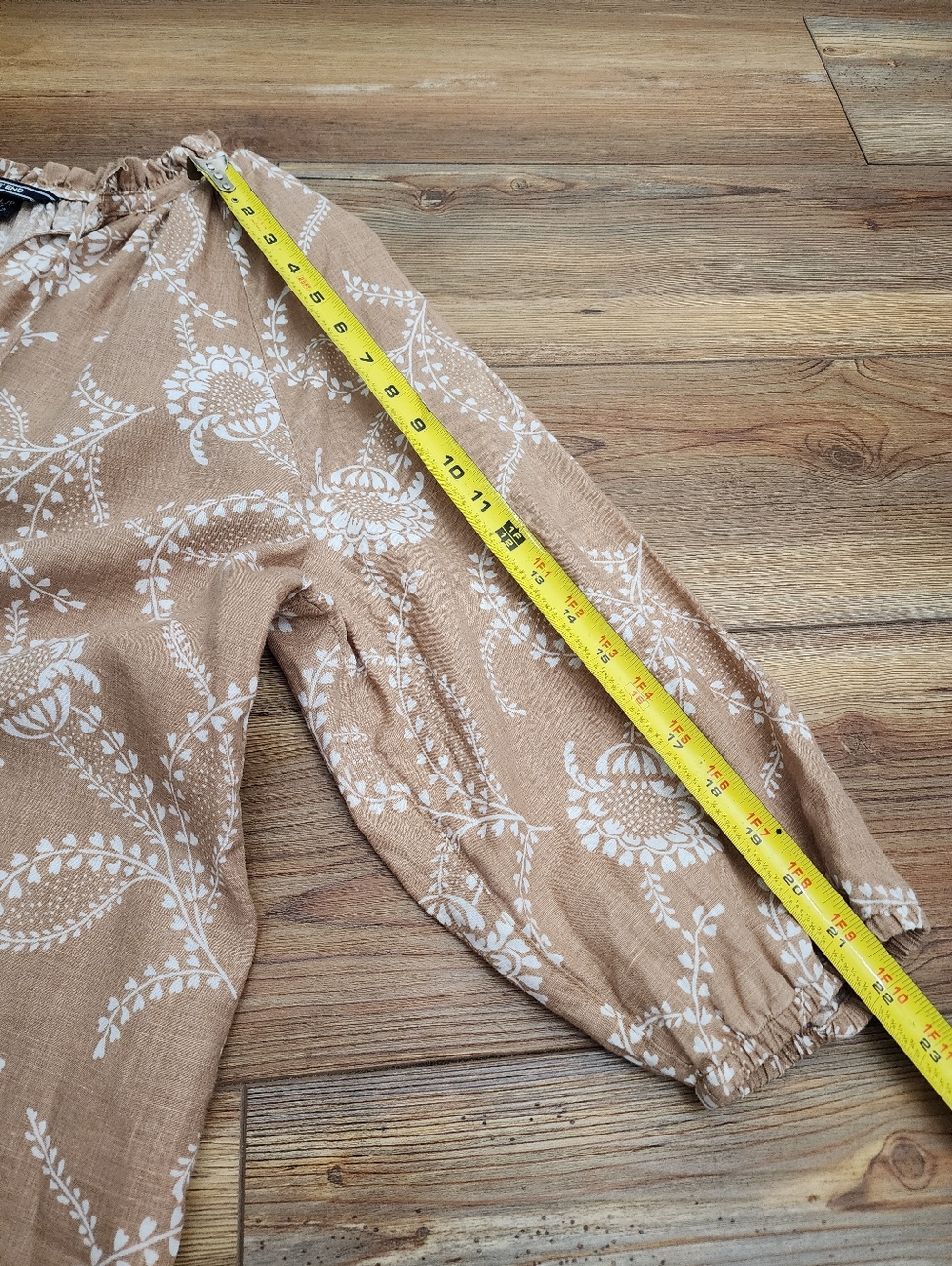 Lands' End Petite Linen Top Women's XL 18 Brown Floral - Picture 5 of 8
